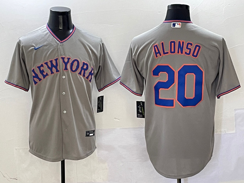 Men's New York Mets Pete Alonso #20 Gray Replica Player Jersey baseball jersey product view 1