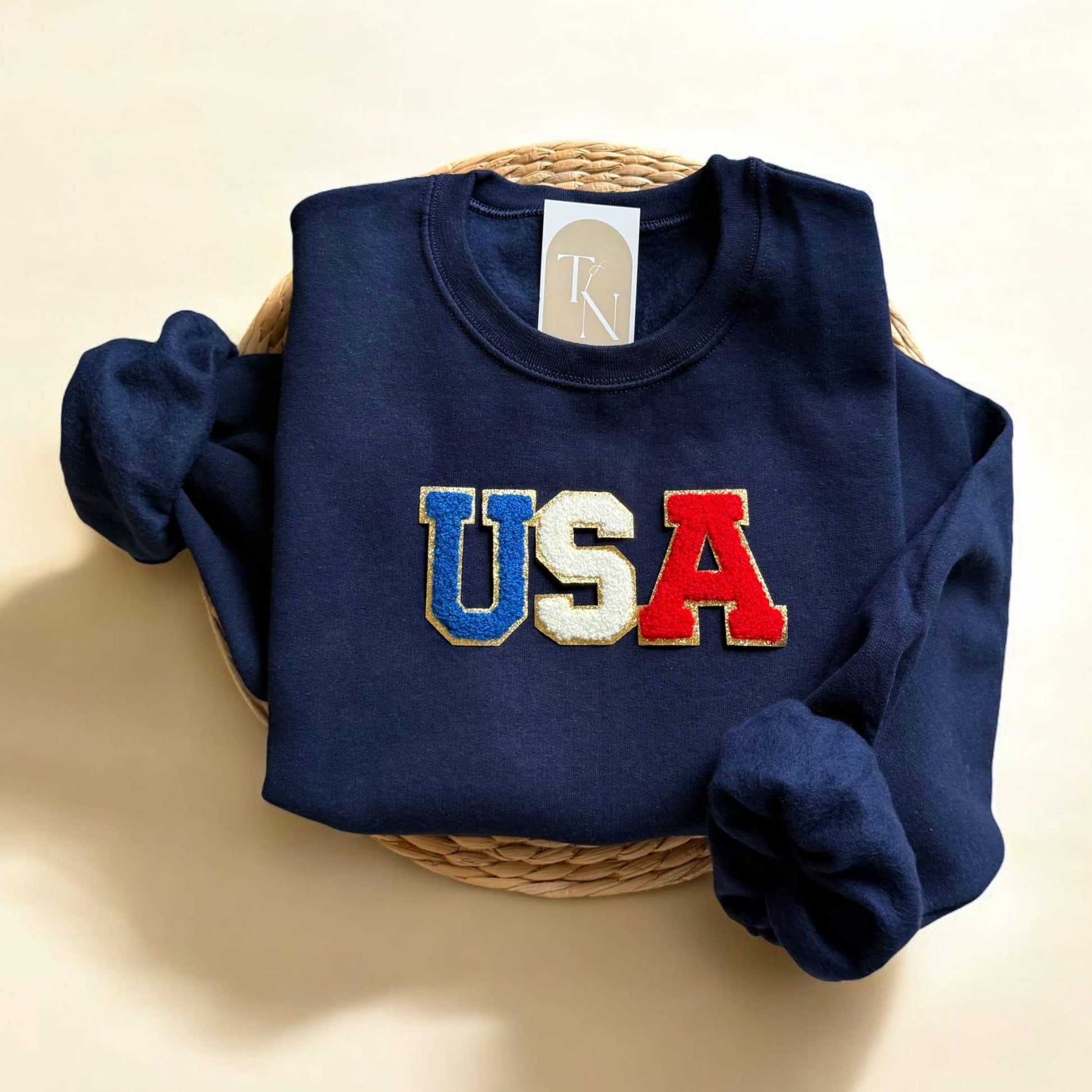 USA Crewneck Sweatshirt, 4th of July Clothing Unisex T-shirt, Sweatshirt, Hoodie, Long Sleeve Tee - T-Shirt, Sweatshirt, Hoodie