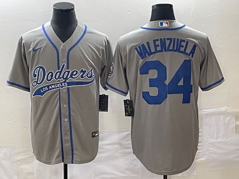 Men's Los Angeles Dodgers Fernando Valenzuela Gray Player Jersey Joint Edition baseball jersey product view 1