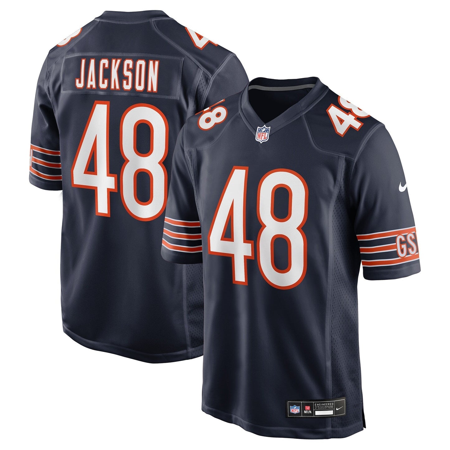 Chicago Bears D'Marco Jackson Navy Team Game Jersey football jersey product view 1