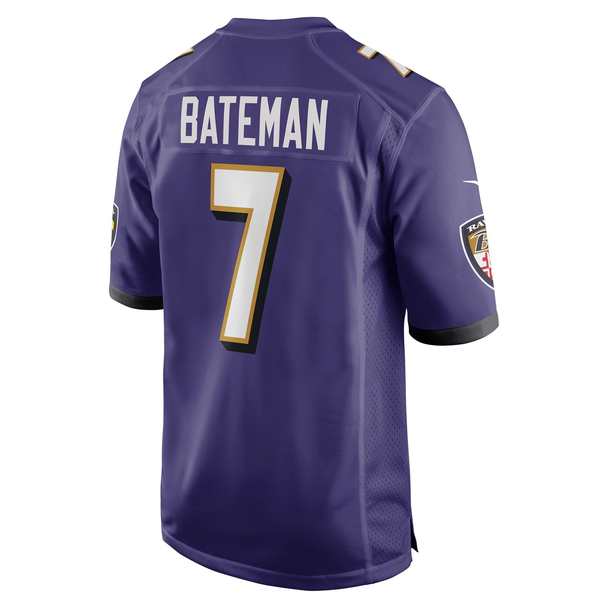 Baltimore Ravens Rashod Bateman Purple Game Player Jersey football jersey product view 3