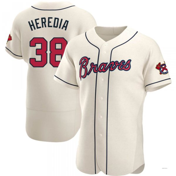 Atlanta Braves #38 Guillermo Heredia Cream Alternate Jersey Stitches Baseball Jerseys baseball jersey product view 1