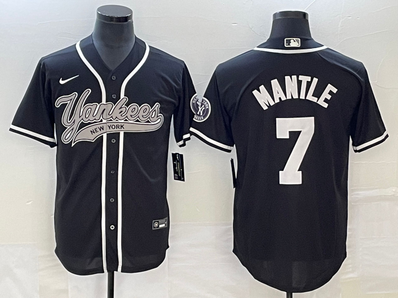 Men's New York Yankees Mickey Mantle #7 Black Player Jersey1 Joint Edition baseball jersey product view 1