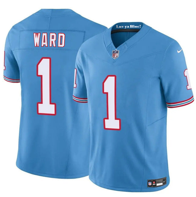 Tennessee Titans Cameron Ward Light Blue 2025 NFL Vapor F.U.S.E. Limited Jersey football jersey product view 1