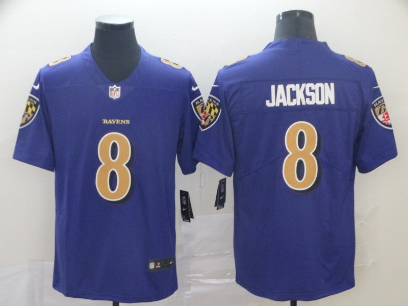 Men's Baltimore Ravens Lamar Jackson Purple Jersey football jersey product view 1
