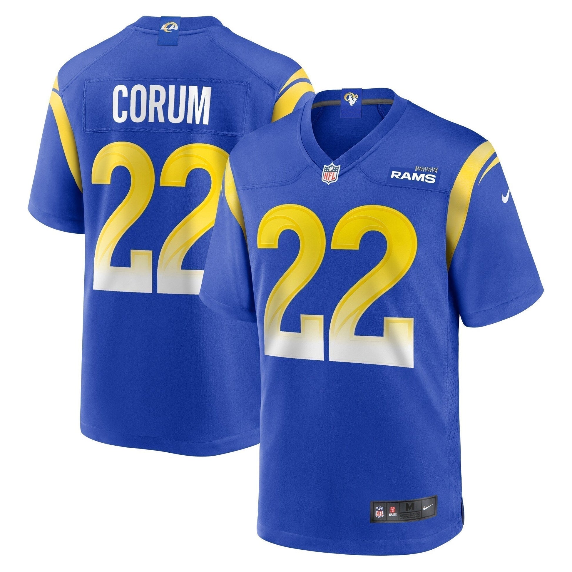 Blake Corum Los Angeles Rams 2024 NFL Draft Game Jersey - Royal football jersey product view 1