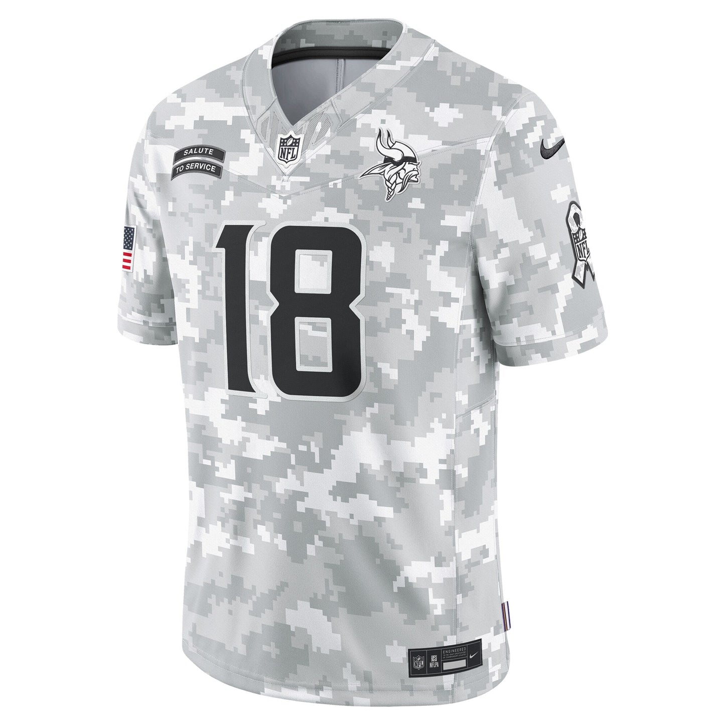 Justin Jefferson Minnesota Vikings 2024 Salute to Service Limited Jersey - Arctic Camo football jersey product view 2
