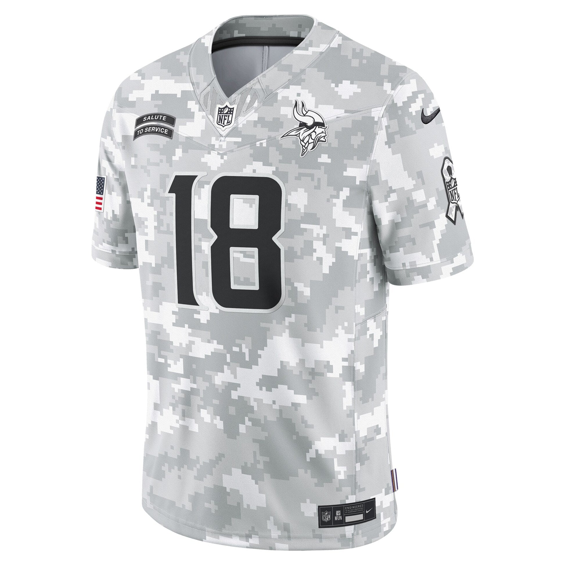 Justin Jefferson Minnesota Vikings 2024 Salute to Service Limited Jersey - Arctic Camo football jersey product view 2