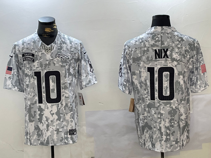 Men's Denver Broncos Bo Nix Arctic Camo 2024 Salute to Service Limited Jersey football jersey product view 1