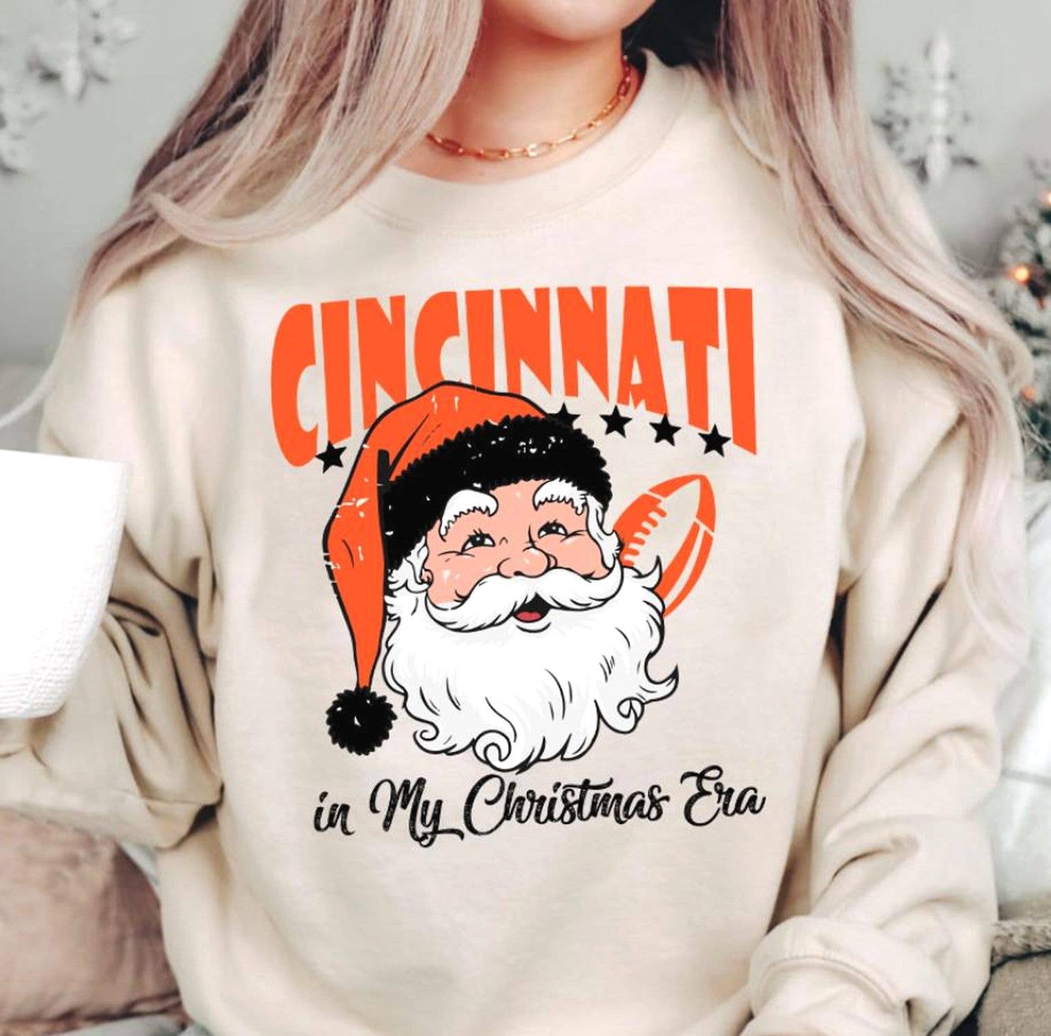 Cincinnati Football Christmas Era Unisex Vintage Sweatshirt Unisex T-shirt, Sweatshirt, Hoodie, Long Sleeve Tee - T-Shirt, Sweatshirt, Hoodie