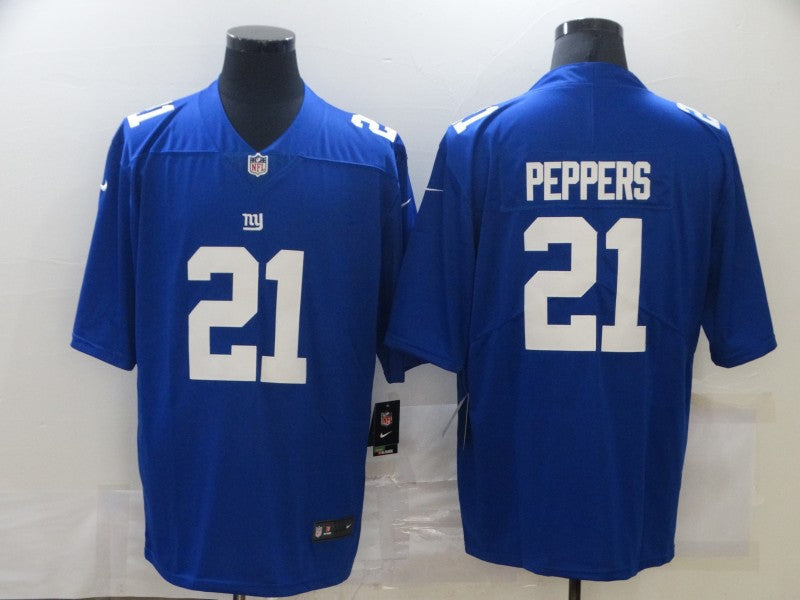 Men's New York Giants Jabrill Peppers Blue Game Jersey football jersey product view 1