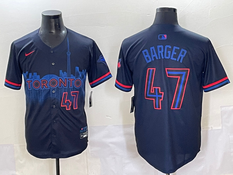 Men's Toronto Blue Jays Addison Barger Black 2024 City Connect Limited Player Jersey baseball jersey product view 1