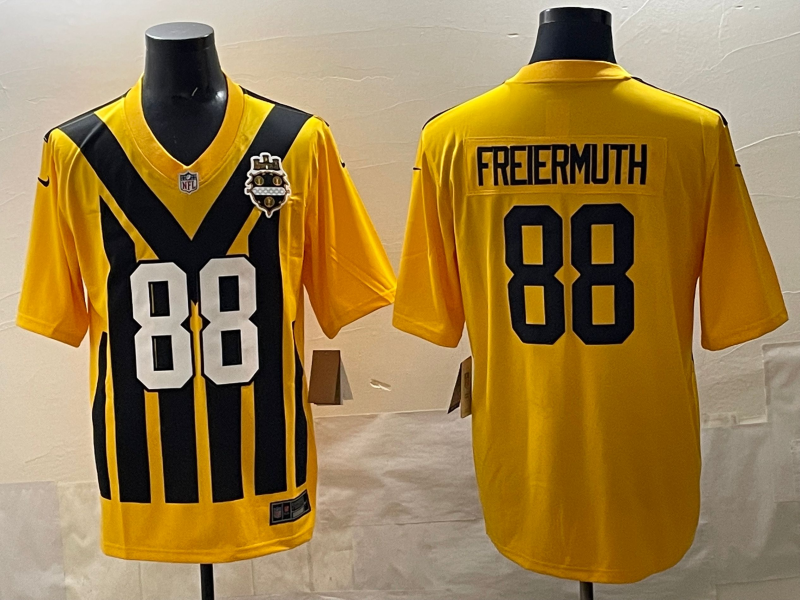 Men's Pittsburgh Steelers Pat Freiermuth #88 Gold Alternate 1933 Throwback Game Jersey football jersey product view 1