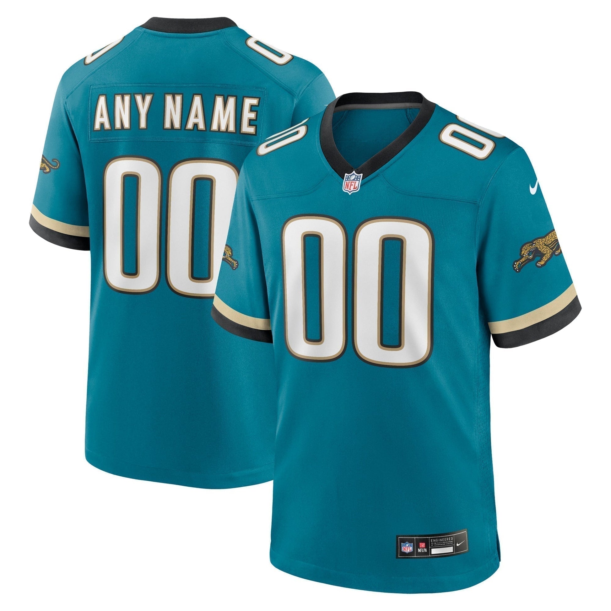 Jacksonville Jaguars Prowler Throwback Custom Game Jersey - Teal football jersey product view 1