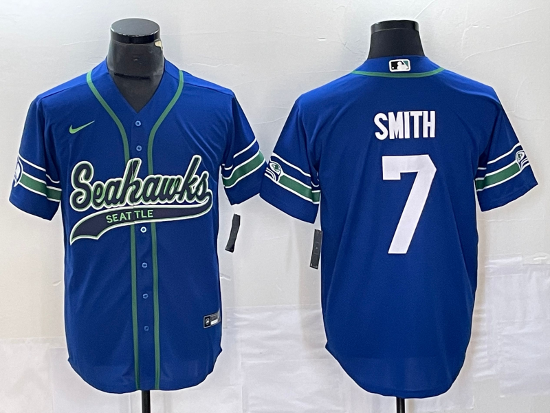 Men's Seattle Seahawks Geno Smith #7 Royal Alternate Legend Player Jersey Joint Edition football jersey product view 1