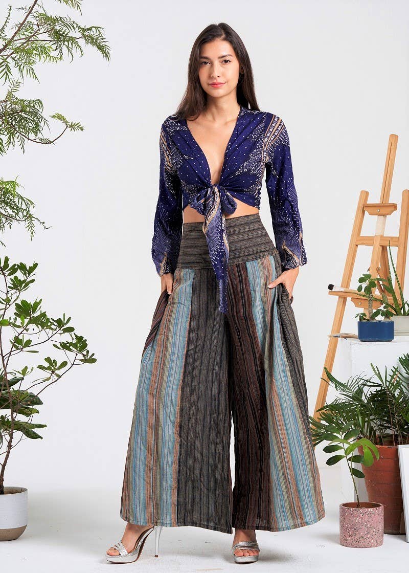 Multi-Colors Wide-Leg Elastic Waist Pants (KT-1403) Unisex T-shirt, Sweatshirt, Hoodie, Long Sleeve Tee - T-Shirt, Sweatshirt, Hoodie