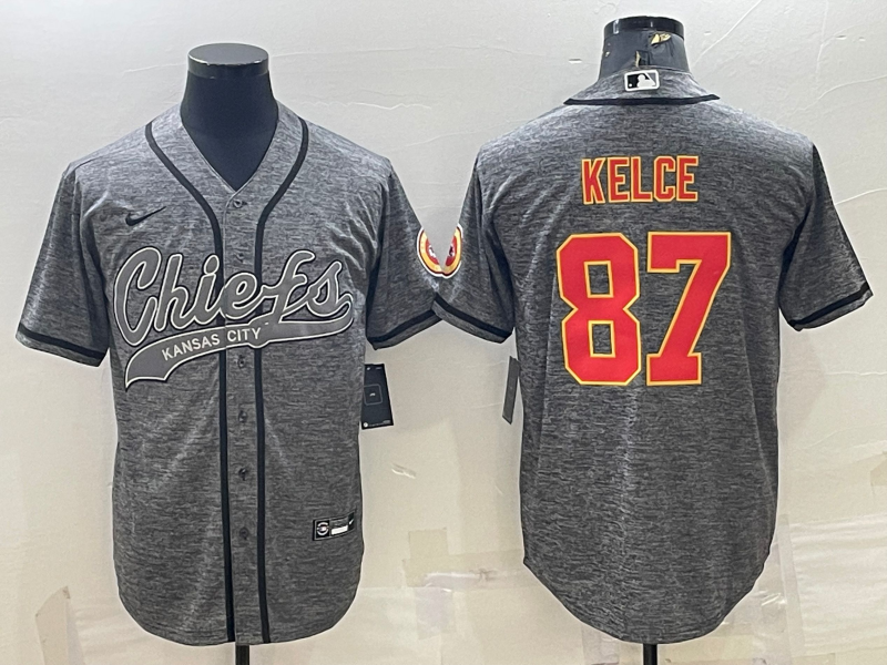 Men's Kansas City Chiefs Travis Kelce #87 Grey Game Jersey1 Joint Edition football jersey product view 1