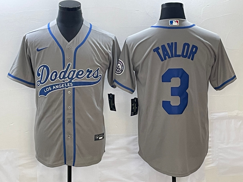 Men's Los Angeles Dodgers Chris Taylor Gray Player Jersey Joint Edition baseball jersey product view 1