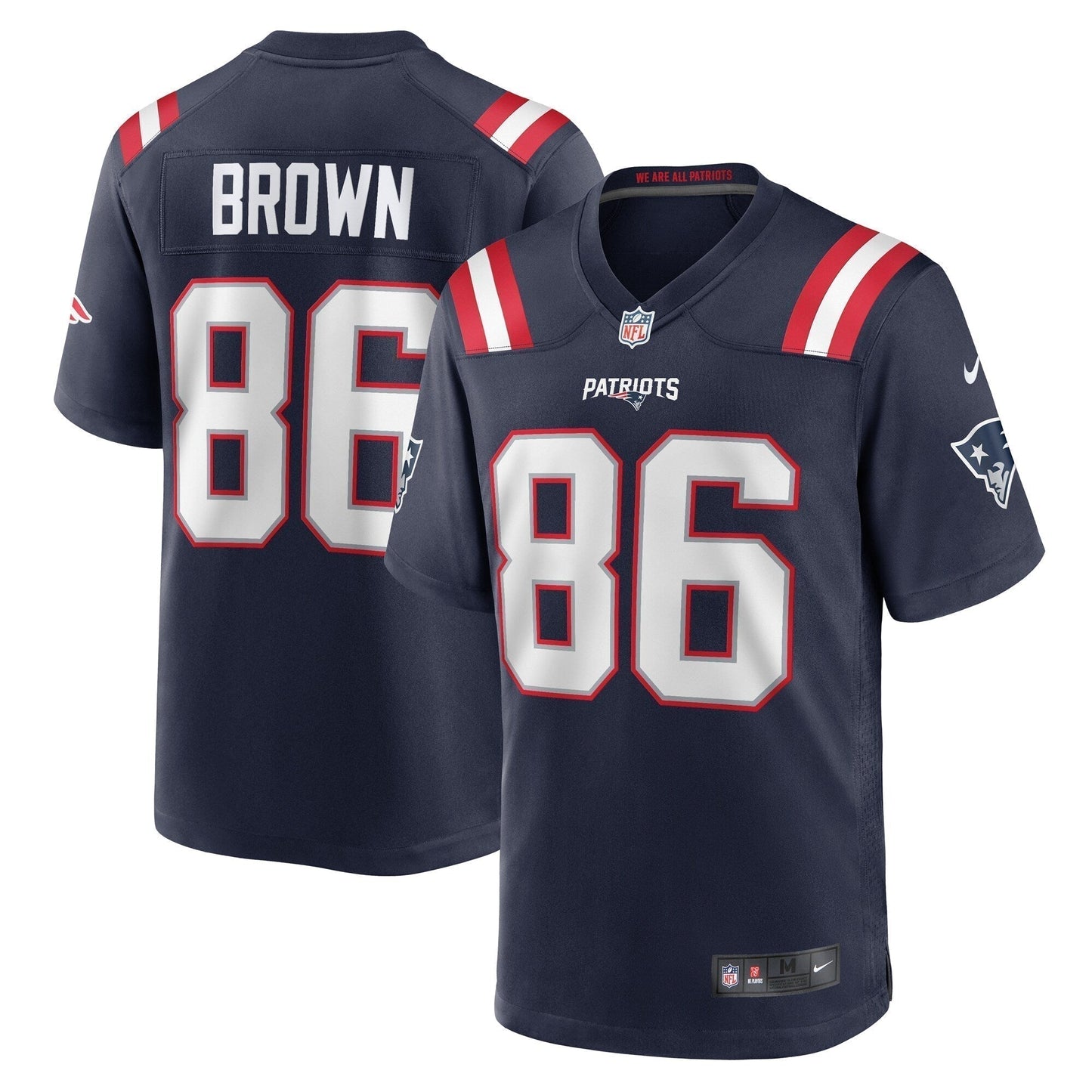 Pharaoh Brown New England Patriots Team Game Jersey - Navy football jersey product view 1