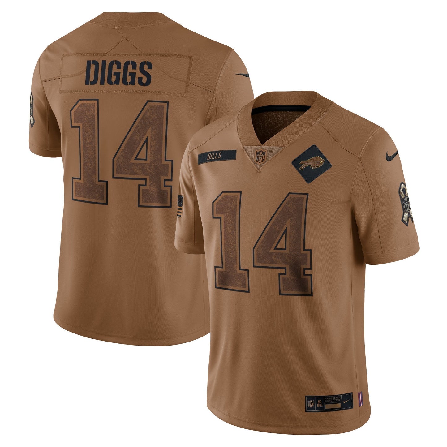 Stefon Diggs Buffalo Bills Salute To Service Limited Jersey - Brown football jersey product view 1