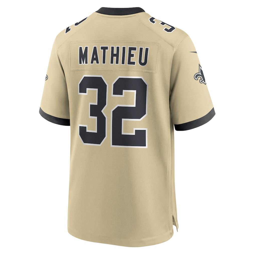 NO.Saints #32 Tyrann Mathieu Gold Gameday Golds Alternate Game Player Jersey football jersey product view 1