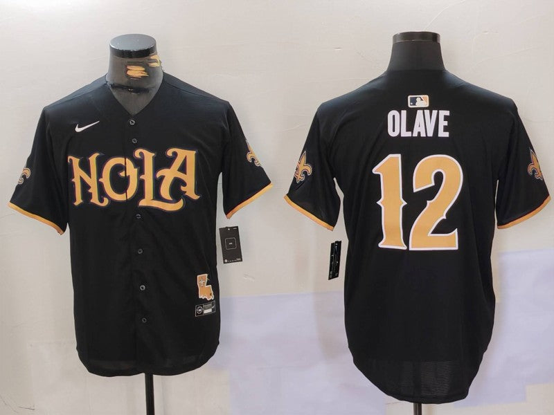 Men's New Orleans Saints Chris Olave Black Game Player Jersey football jersey product view 1