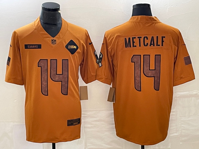 Men's Seattle Seahawks DK Metcalf Brown 2023 Salute To Service Limited Jersey football jersey product view 1