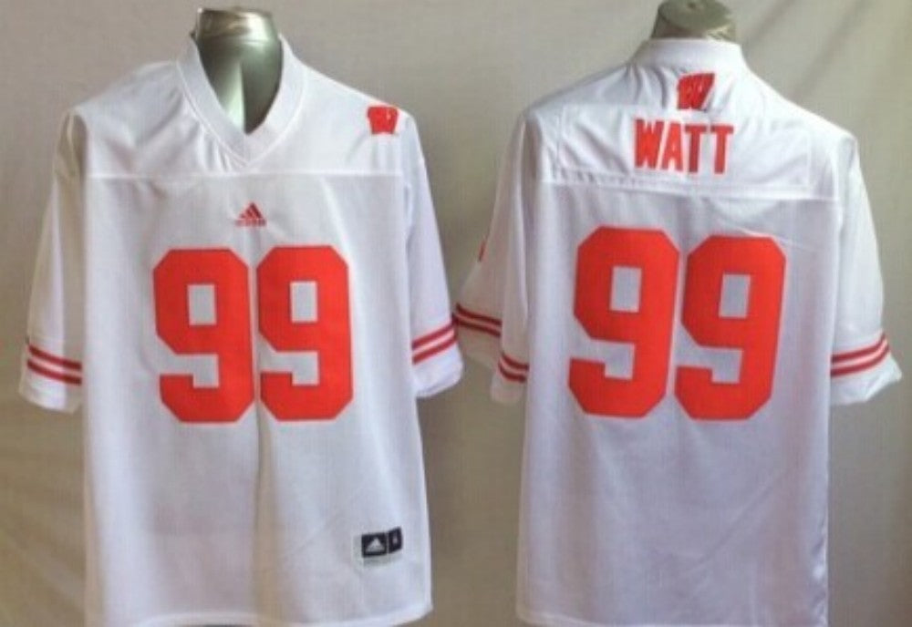 Men's Wisconsin Badgers J.J. Watt #99 White Player Game Jersey sports jersey product view 1