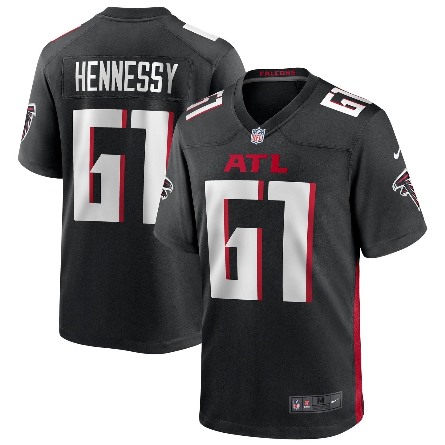 Matt Hennessy Atlanta Falcons Game Jersey - Black football jersey product view 1