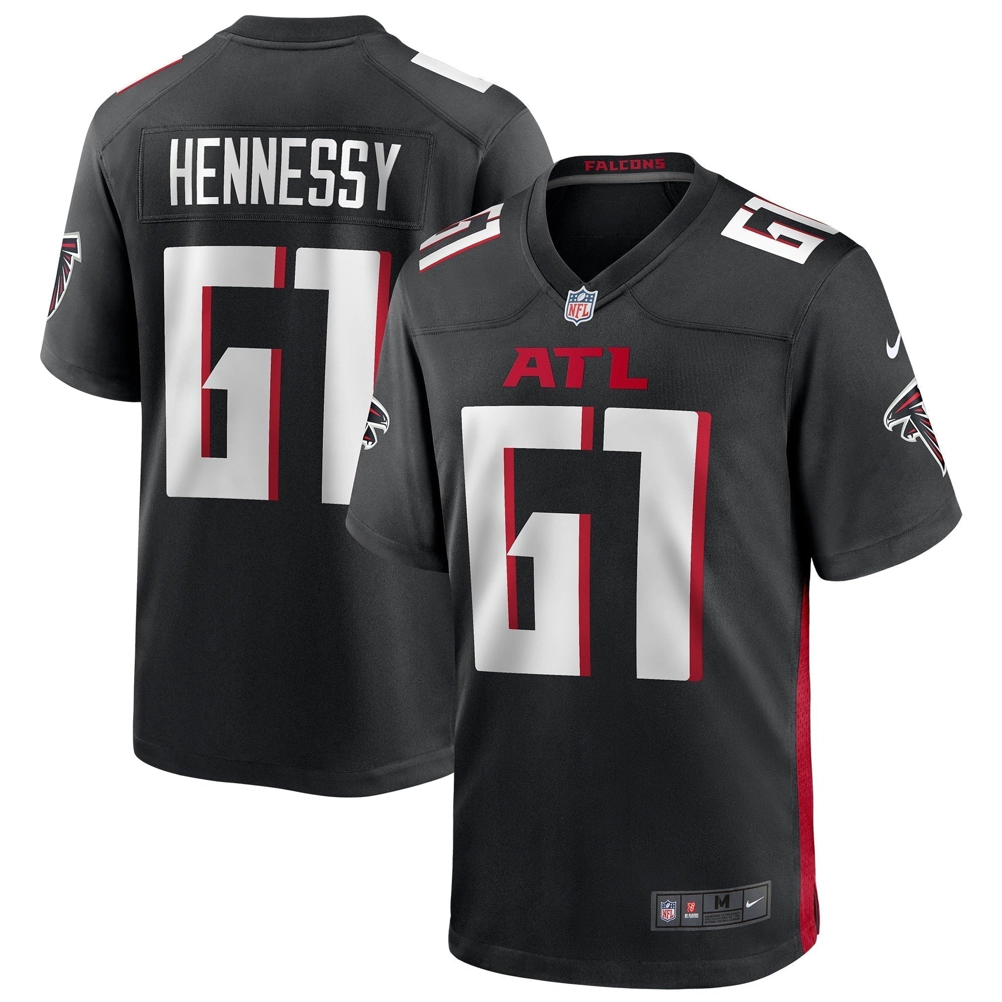 Matt Hennessy Atlanta Falcons Game Jersey - Black football jersey product view 1