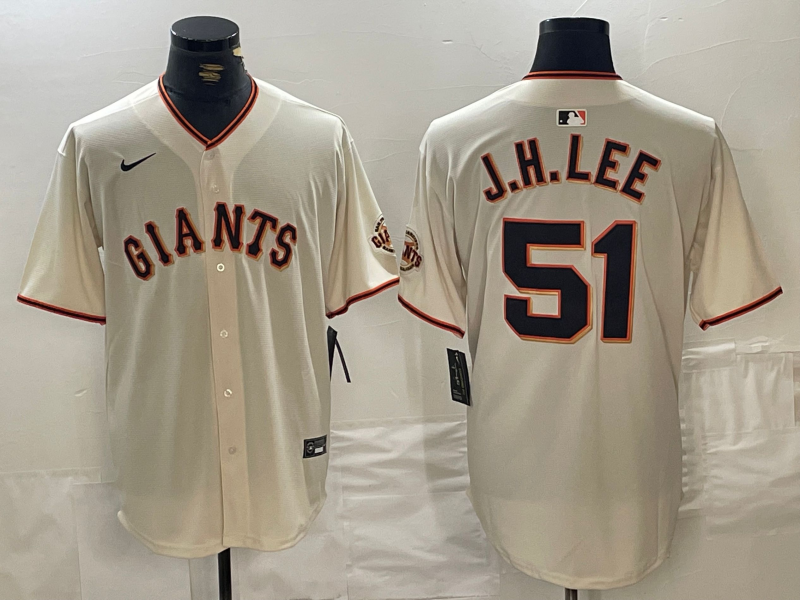 Men's San Francisco Giants Jung Hoo Lee Cream Home Replica Player Jersey baseball jersey product view 1