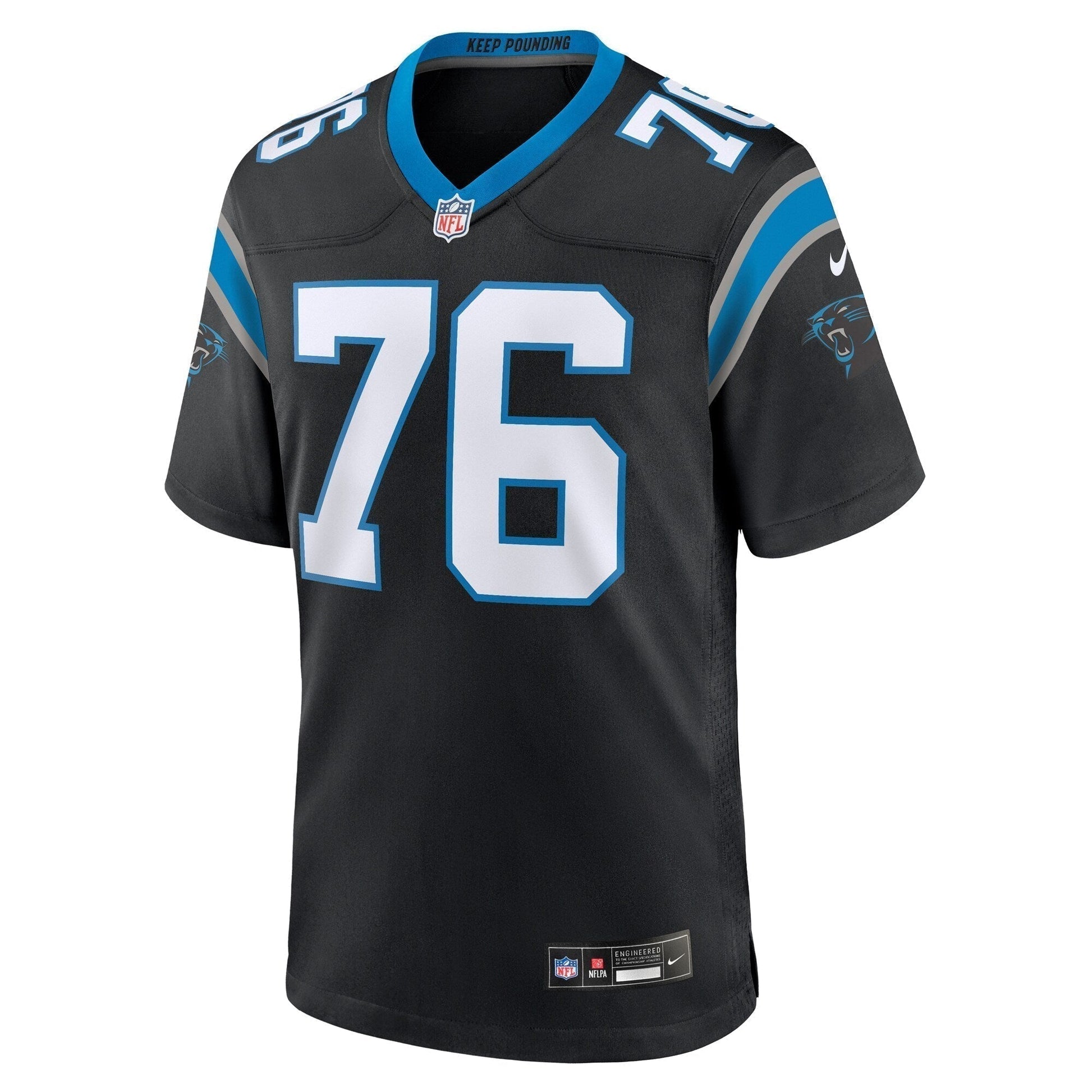 Calvin Throckmorton Carolina Panthers Team Game Jersey - Black football jersey product view 2