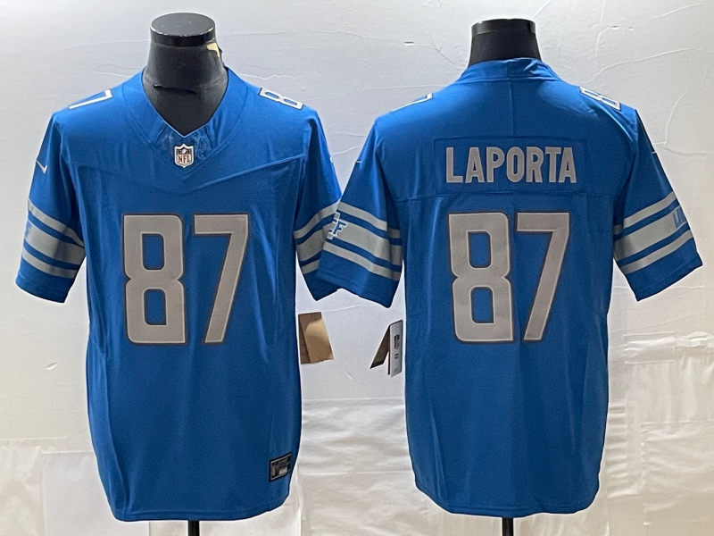 Men's Detroit Lions Sam Laporta #87 Blue Player Game Jersey1 football jersey product view 1