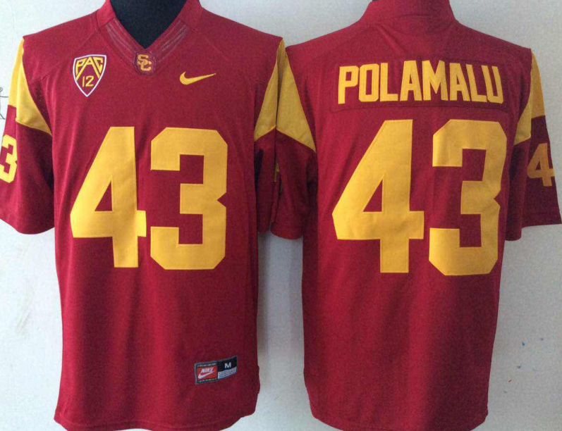 Men's USC Trojans Troy Polamalu #43 Cardinal Player Game Jersey sports jersey product view 1