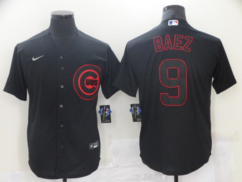 Men's Chicago Cubs Javier Baez Black Replica Baseball Jersey baseball jersey product view 1