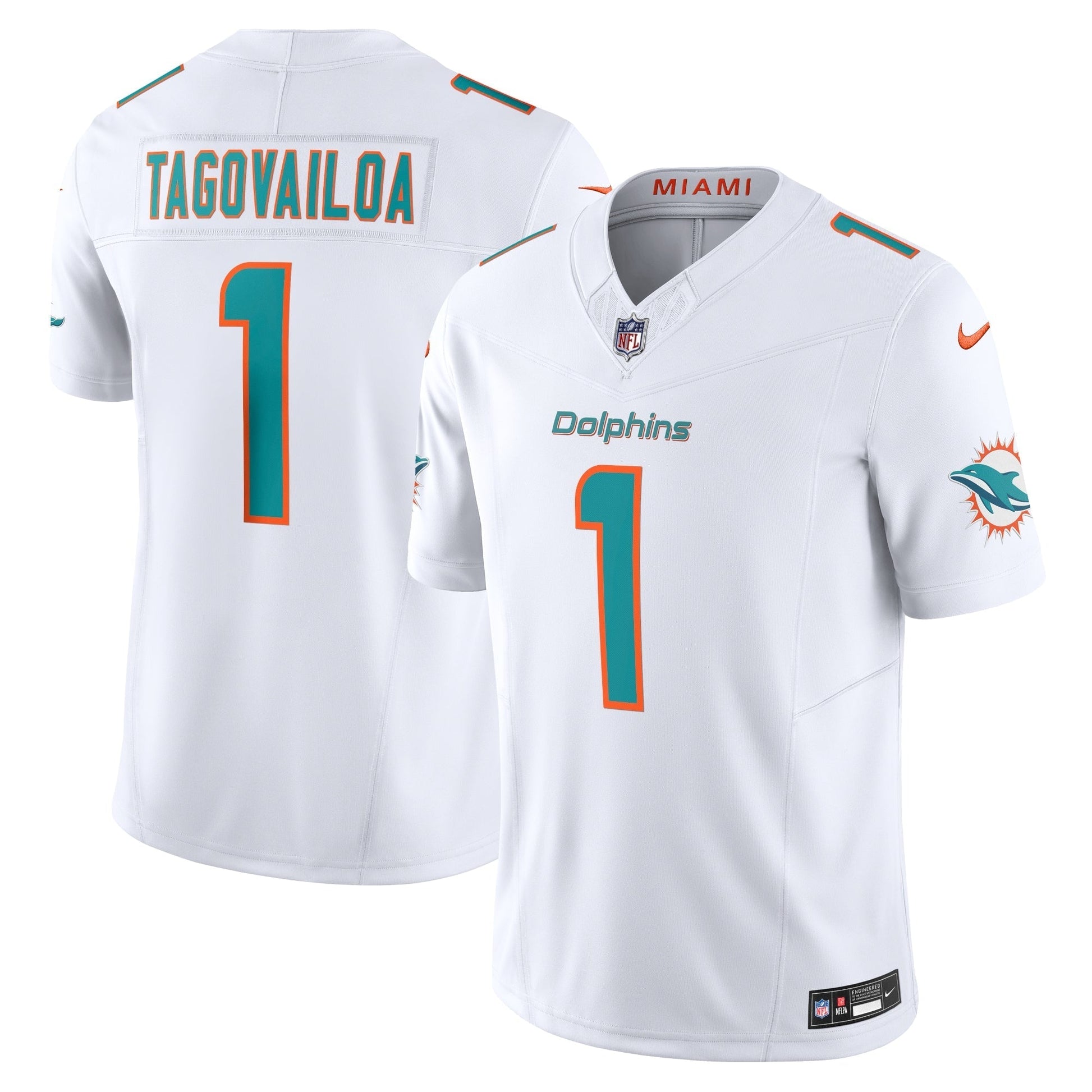Miami Dolphins Tua Tagovailoa White Vapor F.U.S.E. Limited Jersey football jersey product view 1