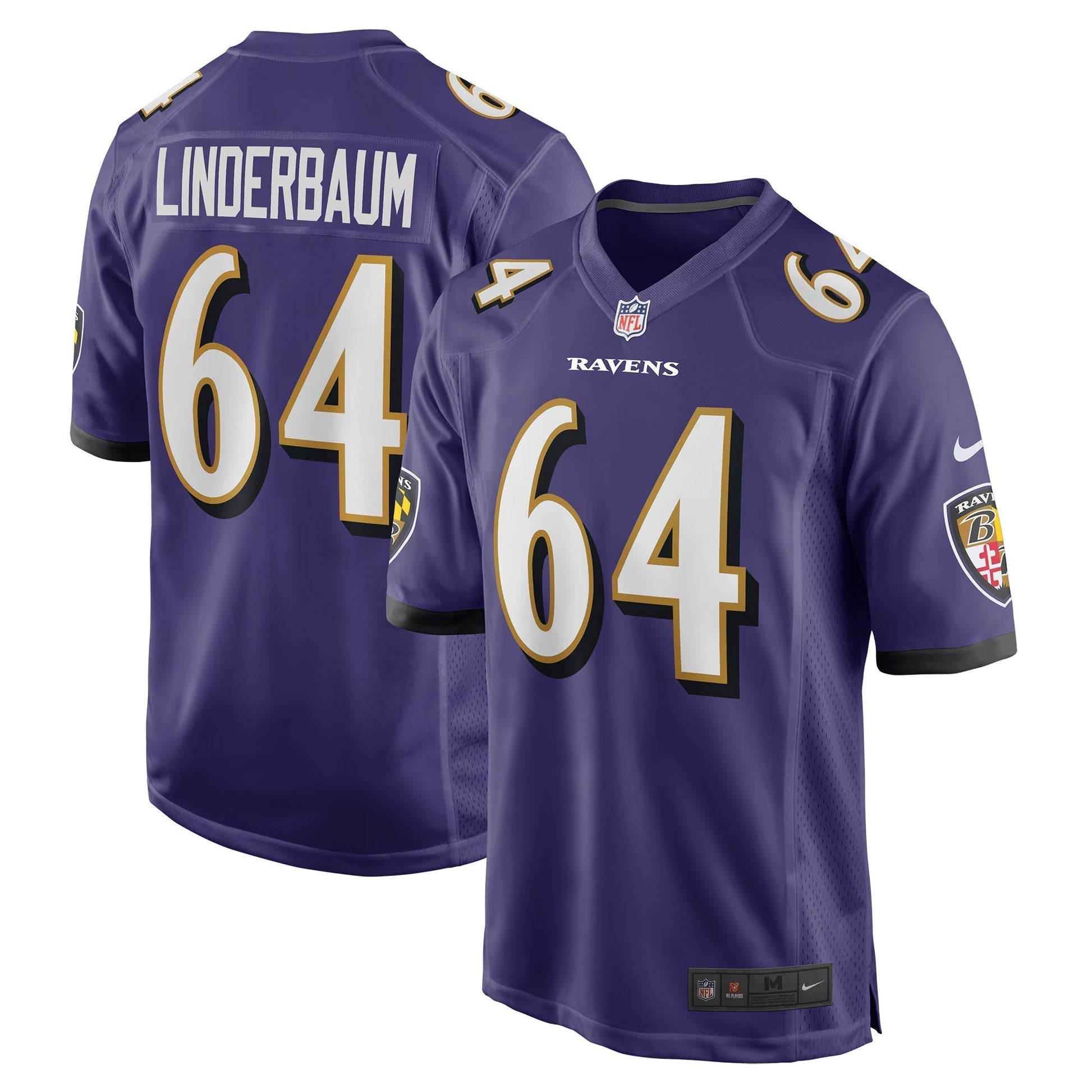 Baltimore Ravens Tyler Linderbaum Purple Player Game Jersey football jersey product view 1