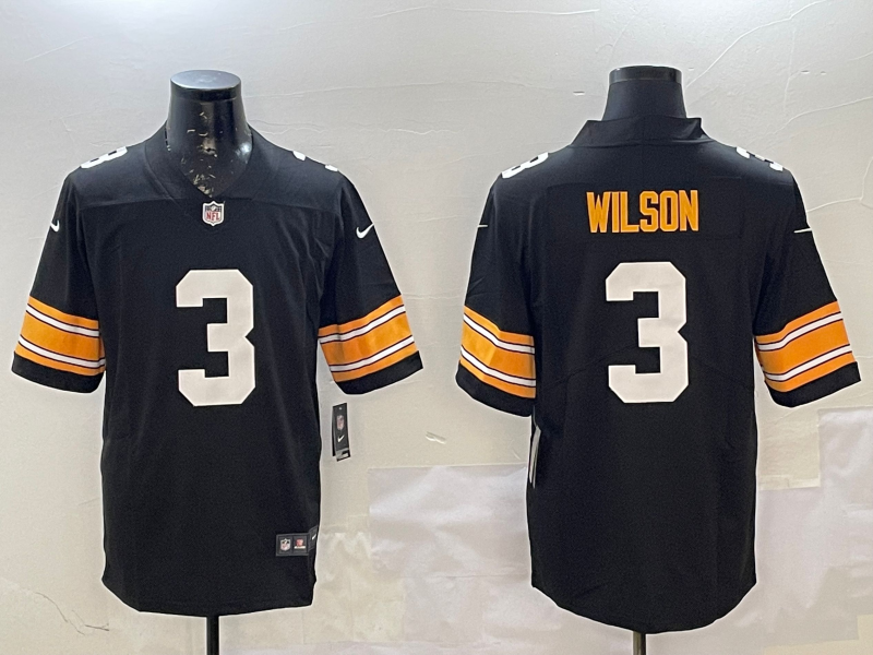 Men's Pittsburgh Steelers Russell Wilson Jersey - Black-No team logo football jersey product view 1
