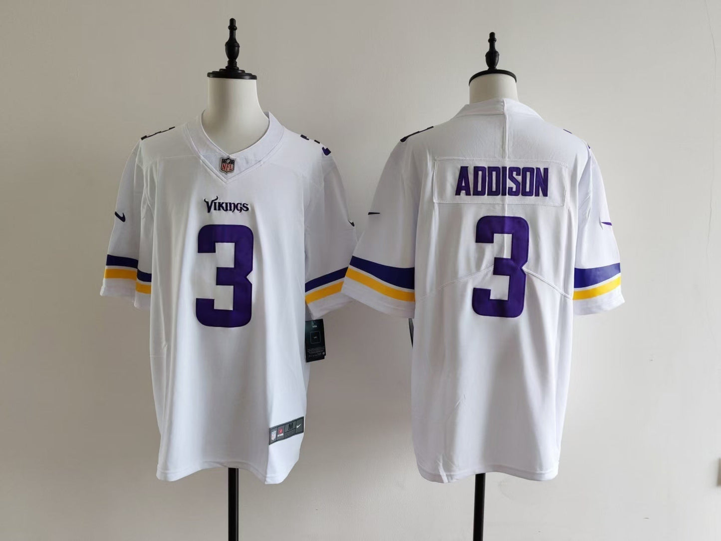 Men's Minnesota Vikings Jordan Addison Jersey - White#3 football jersey product view 1