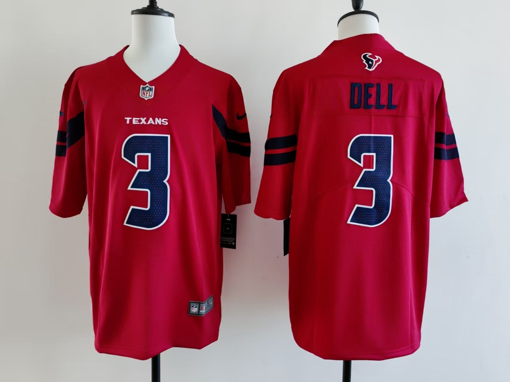 Men's Houston Texans Tank Dell Jersey-Red football jersey product view 1