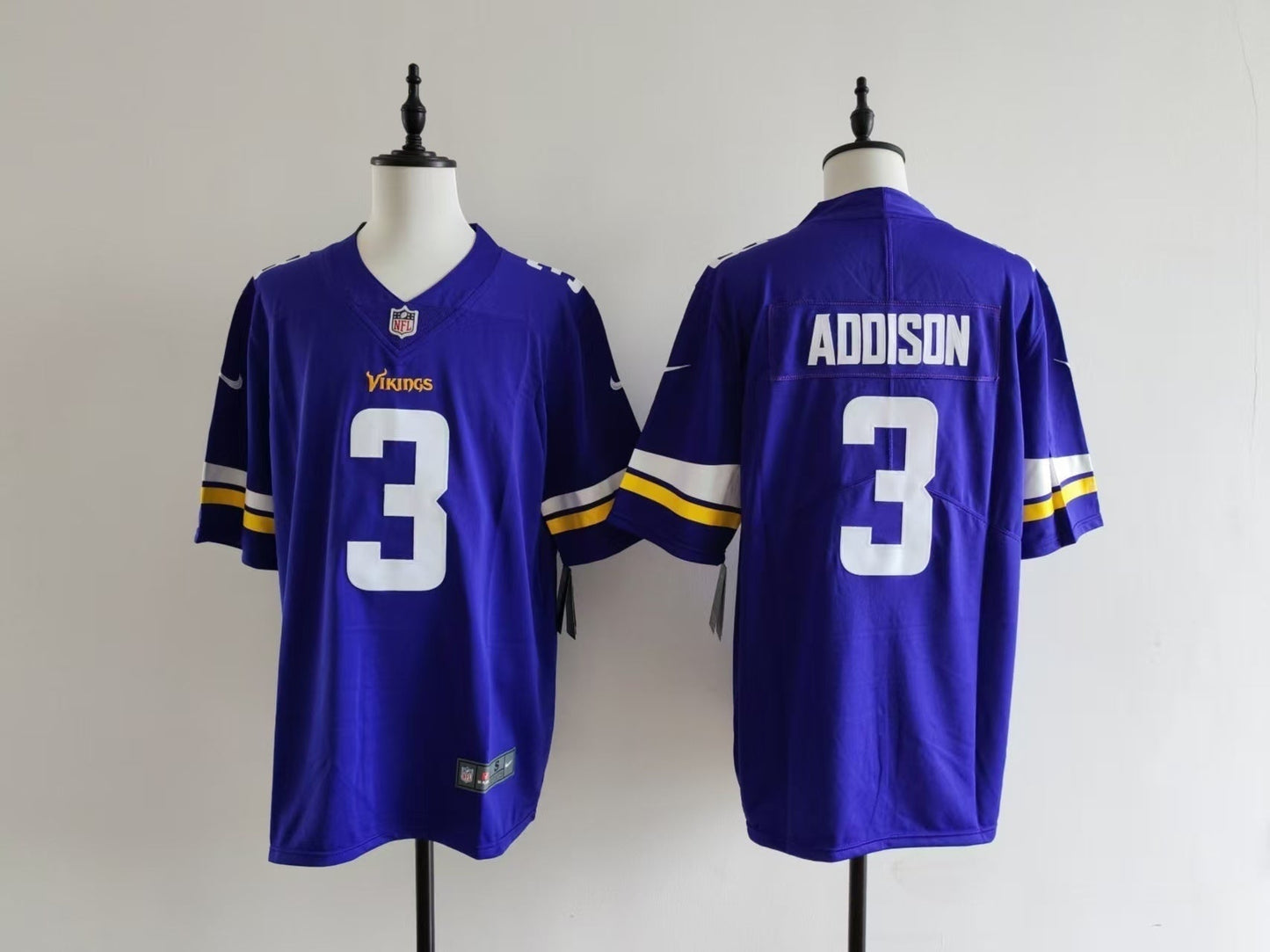 Men's Minnesota Vikings Jordan Addison Jersey - Purple#3 football jersey product view 1