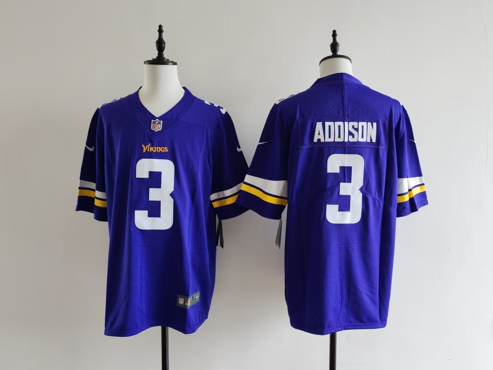 Men's Minnesota Vikings Jordan Addison Jersey - Purple#3 football jersey product view 1