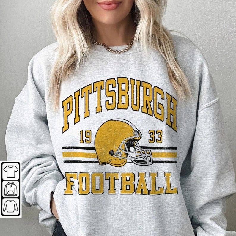 Pittsburgh 90s Retro Unisex Crewneck Football Graphic Tee Unisex T-shirt, Sweatshirt, Hoodie, Long Sleeve Tee - T-Shirt, Sweatshirt, Hoodie