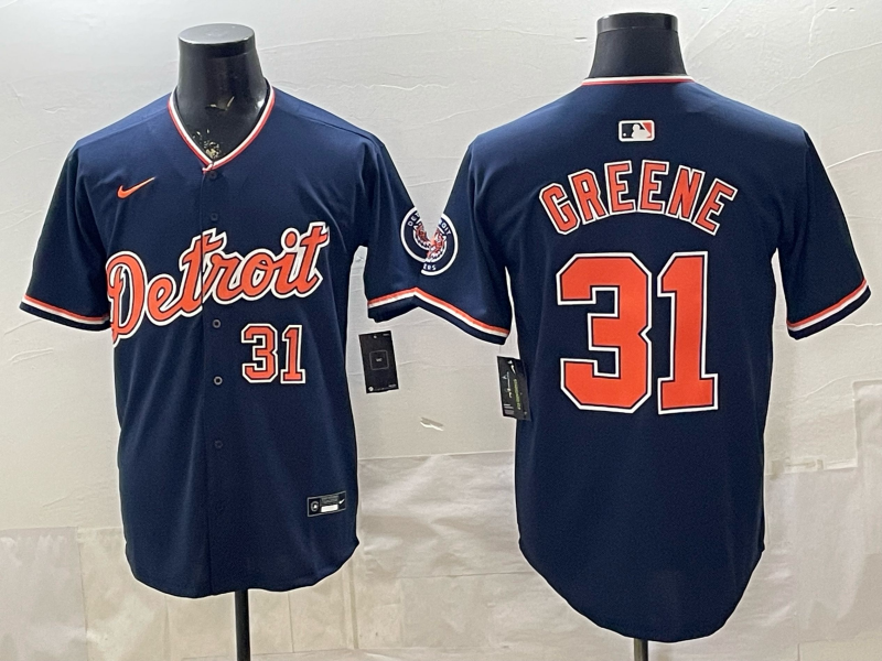 Men's Detroit Tigers Riley Greene #31 Navy Alternate Stadium Jersey baseball jersey product view 1