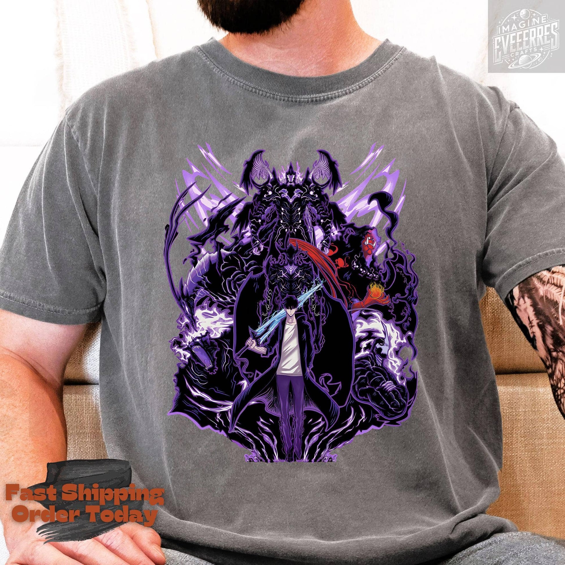 Solo Leveling Gothic Sun Jing Woo Anime Tee Unisex T-shirt, Sweatshirt, Hoodie, Long Sleeve Tee - T-Shirt, Sweatshirt, Hoodie