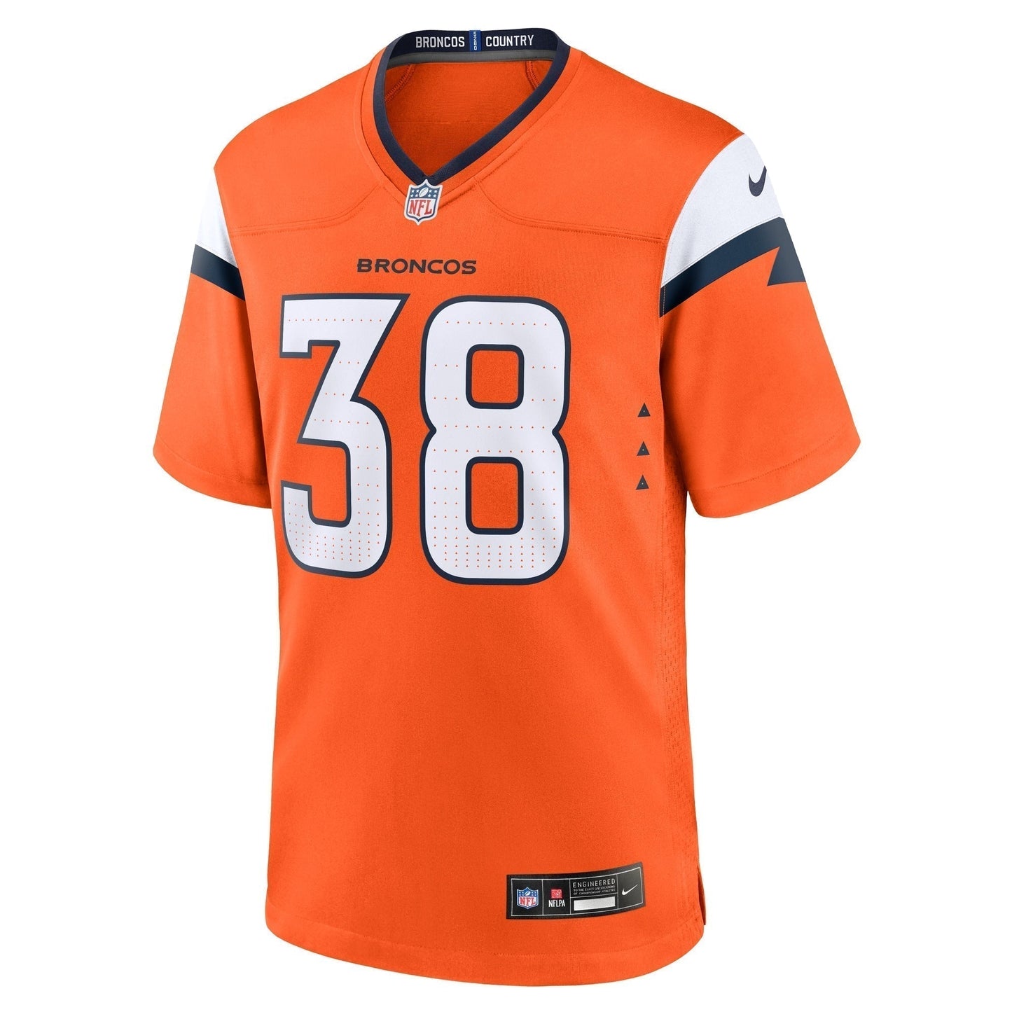 Jaleel McLaughlin Denver Broncos Team Game Jersey - Orange football jersey product view 2
