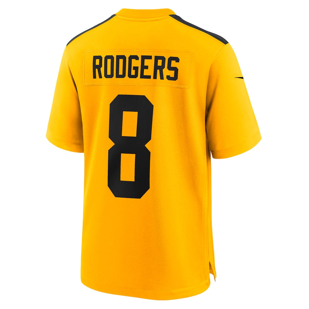 P.Steelers #8 Aaron Rodgers Gold Alternate 1933 Throwback Game Jersey football jersey product view 1