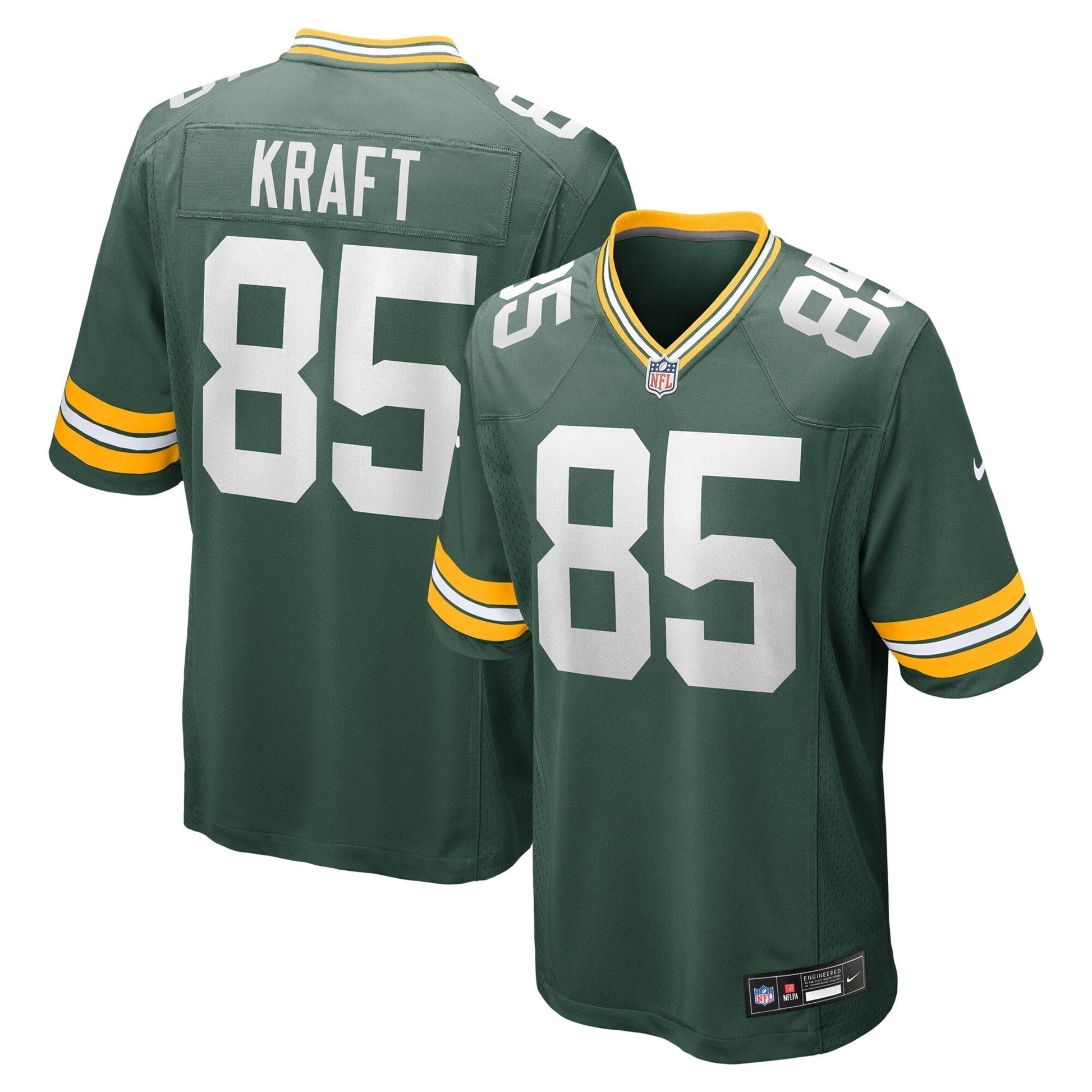 Tucker Kraft Green Bay Packers Game Jersey - Green football jersey product view 1