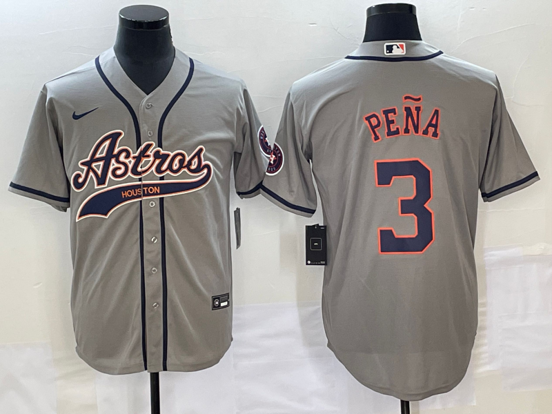 Men's Houston Astros Jeremy Pena #3 Gray Replica Jersey1 Joint Edition baseball jersey product view 1