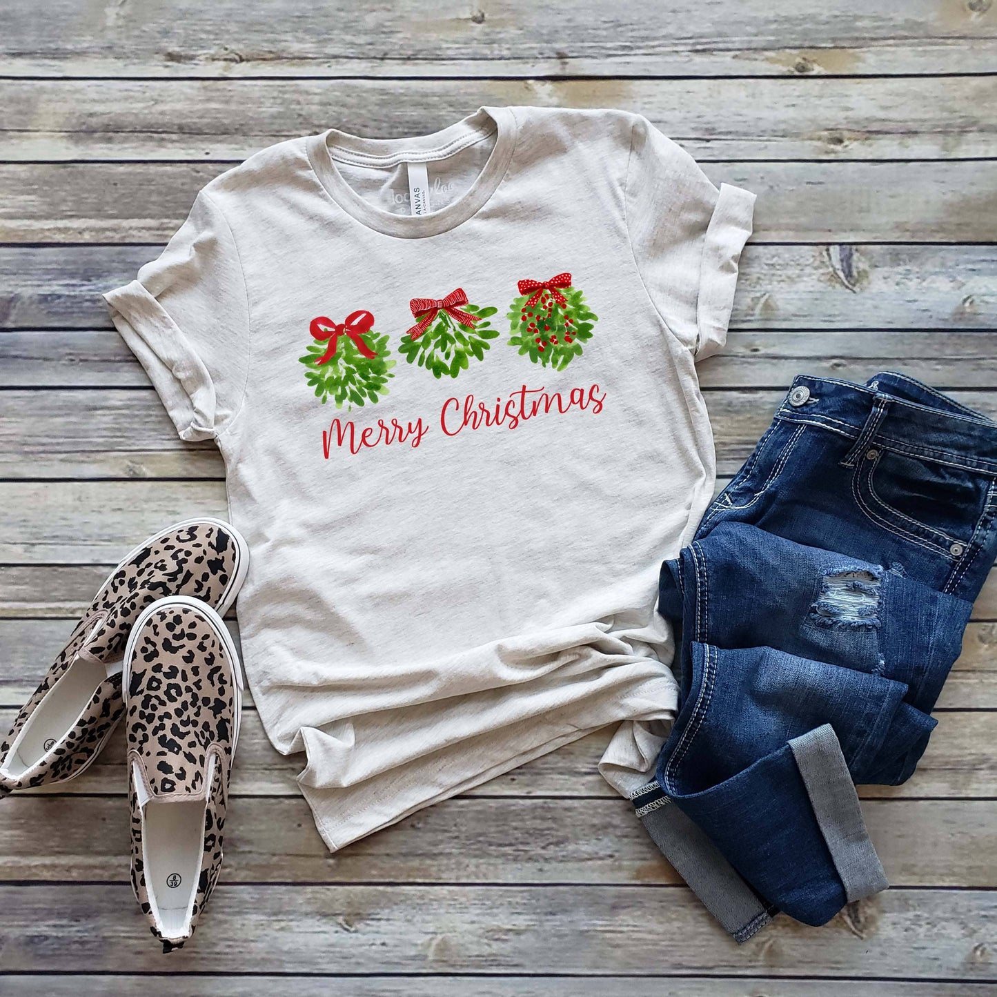 Merry Christmas Mistletoe Tee | Christmas | Sizes XS-2XL Unisex T-shirt, Sweatshirt, Hoodie, Long Sleeve Tee - T-Shirt, Sweatshirt, Hoodie